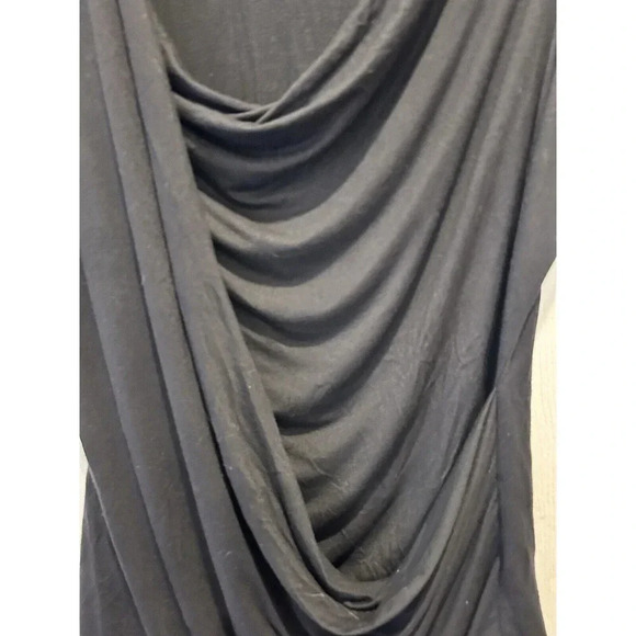 Vintage Three Dots Viscose Black Drape Front Blouse Top Size Large Made In USA - Picture 2 of 6